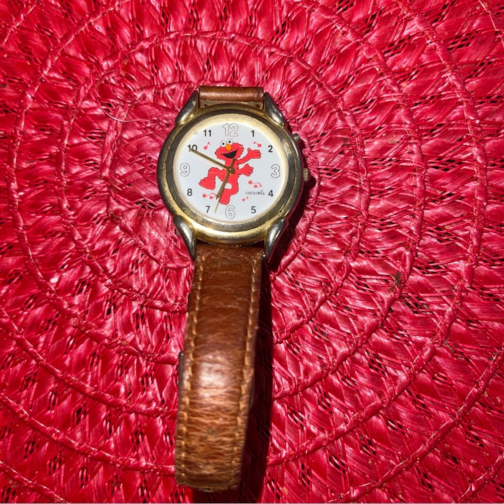 Vintage Musical Elmo Wristwatch Watch Fantasma Sesame Street Japan Mvt Women's